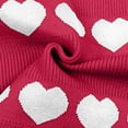 thumbnail image 3 of QSAWXQZ Women's Valentine's Sweater Knitting V Neck Heart Print Striped Pullover Top Watermelon Red 2XL, 3 of 6