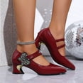 thumbnail image 4 of Mary Jane Shoes Women Heels Chunky Block High Heels with Double Strap Women's Pumps Comfortable Dress for Party Wedding Office Pointed Toe, 4 of 9