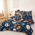 thumbnail image 4 of Erosebridal Letter T Monogrammed 7 Pieces Bedding Comforter Set For Ball Lover,Kids Colorful Cute Stars Print Full Bedding Set,Reversible navy blue, 4 of 7
