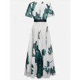 thumbnail image 3 of V-neck printed short-sleeved dress with thin rope detailing., 3 of 5
