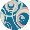 thumbnail image 2 of Nourison Grafix Geometric Blue Multi Colored 5'3" x ROUND Area Rug, (5 Round), 2 of 8