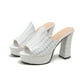thumbnail image 4 of Amzcrzy Zapatos de mujer,Zapatos de mujer,Zapatillas de mujer, Zapatillas de verano para mujer, de tacón alto y grueso, con boca de pez, de color liso Sandalias Mujer Zapatillas De Casa, 4 of 5