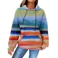 thumbnail image 2 of Blue Sweaters for Women's Cute Oil Painting Gradient Hoodie Drawstring Pullover Sweatshirt Fashionable Casual Sweater Comfortable Spring and Autumn Clothing Womens Fall Fashion 2025, 2 of 6