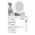 thumbnail image 3 of SHUO Y - Makeup Desk with Mirror, Large Vanity Desk with Storage Shelves, 4 Drawers, Makeup Vanity Table with Light, Bedroom Dressing Table, 3 of 6