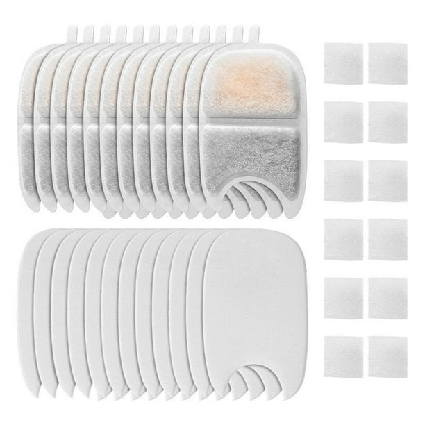 Juego de 12 Filtros y Esponjas de Repuesto para Filtro de Fuente de Agua para Gatos de 135 Onzas Líquidas/4L, Filtro de Fuente para Mascotas de Filtración Triple