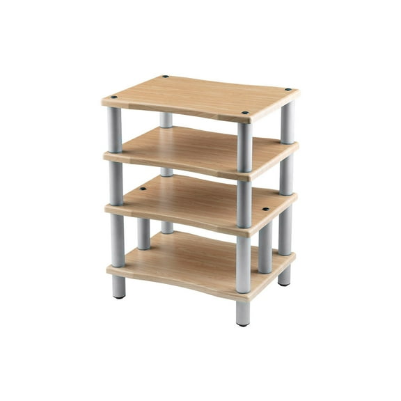 Monoprice Monolith 4 Tier Audio Stand XL - Maple, Open Air Design, Each Shelf Supports Up to 75 lbs., Perfect Way to Organize AV Components