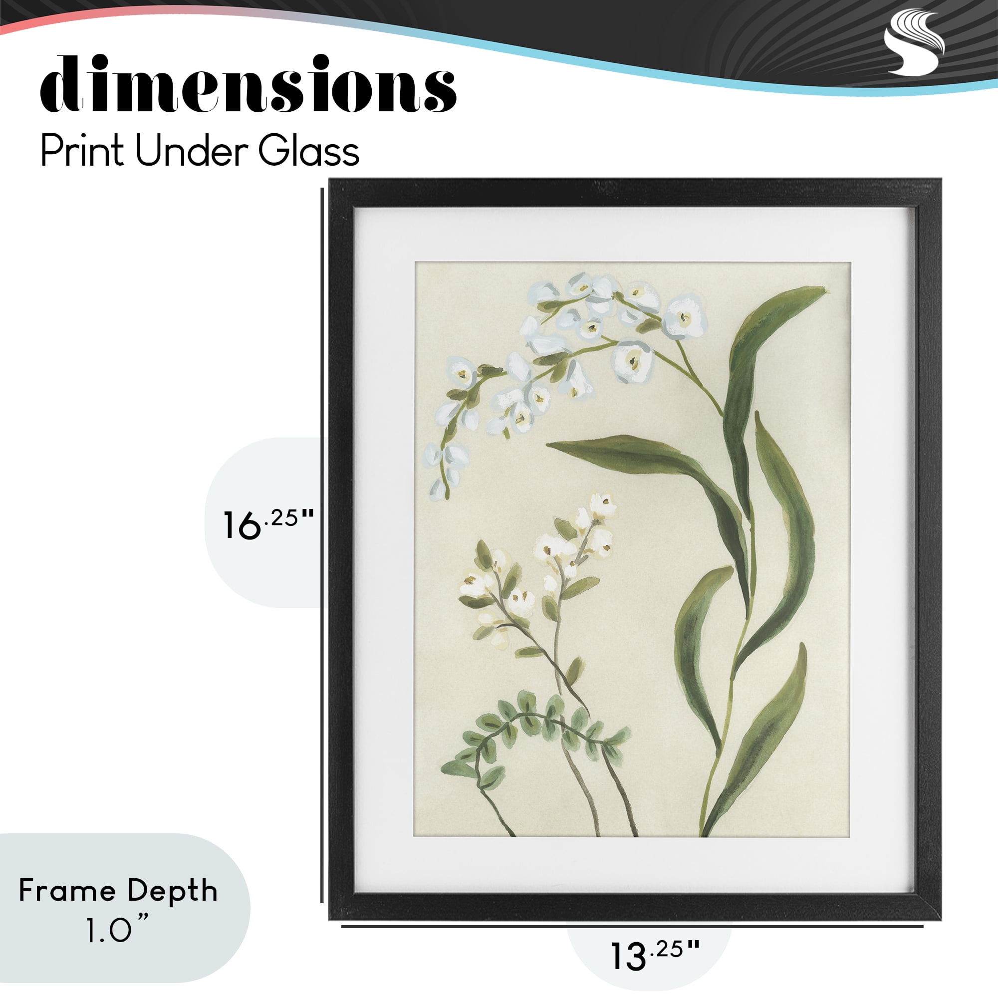 Stupell Industries Neutral Snowdrop Stems Black Framed Print Under Glass, design by June Erica Vess
