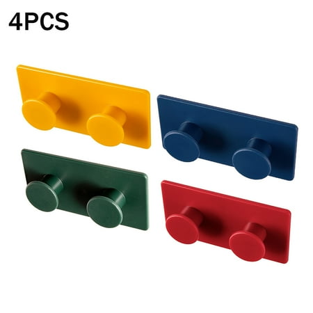 

TureClos 4pcs Storage Hooks Plastic Hangers Self Adhesive Free Punching Hooks for Kitchen Bathroom