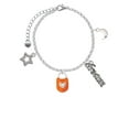 thumbnail image 2 of Delight Jewelry Hot Orange Enamel Lock with Clear Crystals Silvertone Dream Big Charm Bracelet, 7.5+2" Extender, 2 of 4