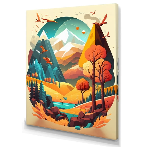 Designart Summer Scene In Modern Vector Canvas Wall Art