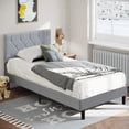 thumbnail image 3 of VECELO Twin Size Platform Bed Frame, Modern Upholstered Bed Frame with Diamond Tufted Headboard, No Box Spring Needed, Easy Assembly, Gray, 3 of 9