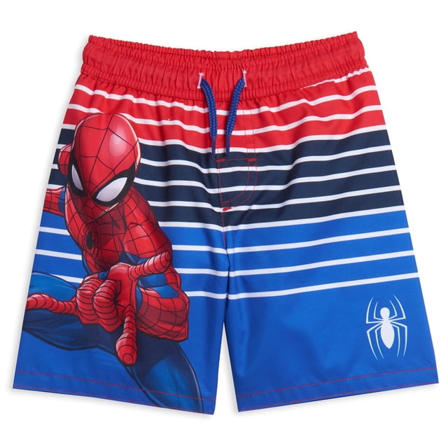 Short de baño Marvel Spider-Man para niño pequeño, talla 4T, azul y rojo
