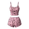 thumbnail image 6 of Jowdiw Women Pajama Set Print Cami Shorts Set Bow Decor Ruffle Hem Lounge Sleepwear Two Piece Home Wear, 6 of 6