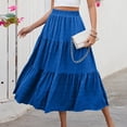 thumbnail image 5 of Maxi Skirt Womens Summer Casual Elegant Smock Layered Tiered High Waisted A Line Flowy Long Skirts with Pockets Blue L, 5 of 9