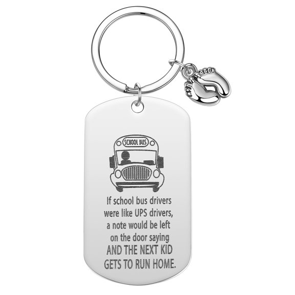 School Bus Driver Keychain Christmas Gift For Men Women Personalised Keyring Stainless Steel Engraved Letters Key Chain
