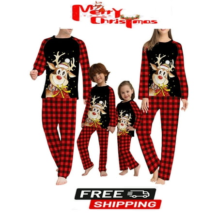 

Elk Print Cotton Blend Christmas Pajamas for Family