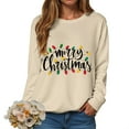 thumbnail image 4 of TTUHYWXI Women's Merry Christmas Oversized Pullover Sweatshirt With Lights - Holiday Xmas Sweater Top (Beige, L), 4 of 6