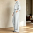 thumbnail image 6 of vdgthytj Sweatsuits Women 2 Piece Outfit Long Sleeve Turtleneck Drop Shoulder Tops Drawstring Wide Leg Pants Fall Athleisure Sets(X-Large,White), 6 of 6