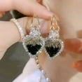 thumbnail image 6 of Wioihee Vintage Style Zirconia Heart Earrings Valentine's Day Gift Black Heart Earrings, 6 of 9