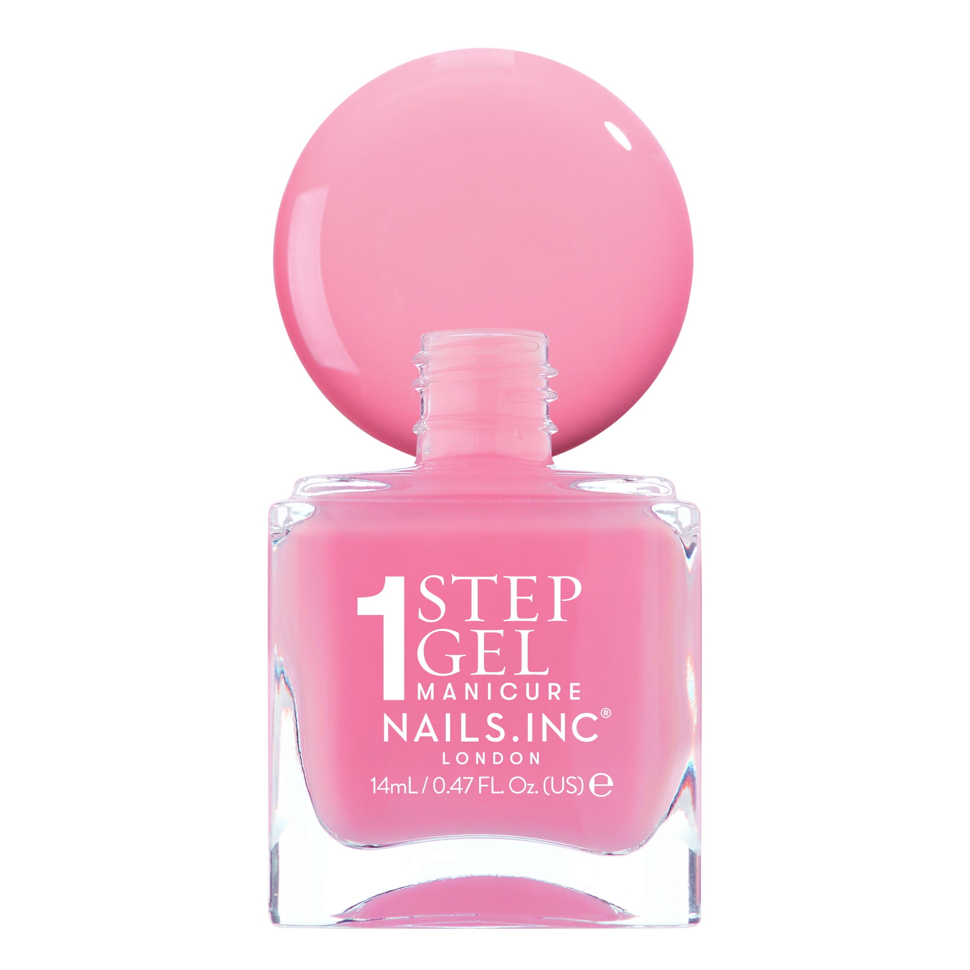 Nails.INC, It's Topless Gel-Like Nail Polish, 4-in-1 Base Coat, Treatment, Color & Top Coat, Miley, Candy Pink, 0.47 oz