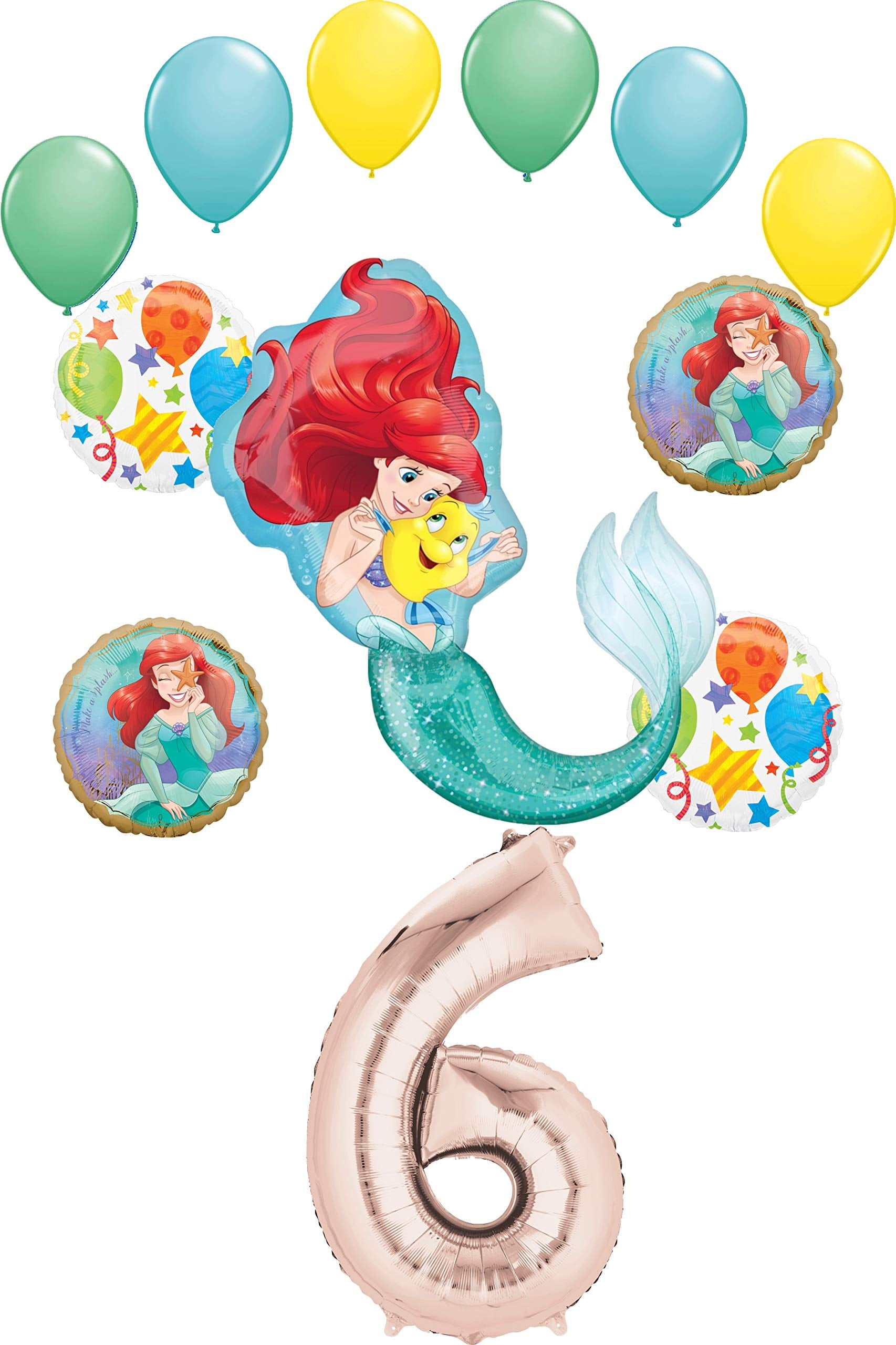 Little Mermaid Party Supplies Princess Ariel 6th Birthday Balloon Bouquet Decorations