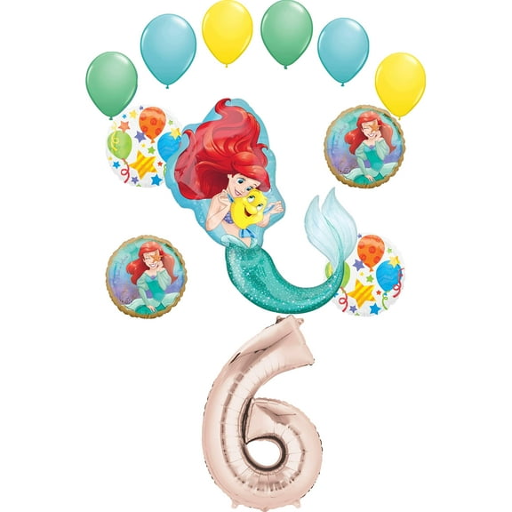 Little Mermaid Party Supplies Princess Ariel 6th Birthday Balloon Bouquet Decorations