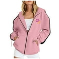 thumbnail image 3 of UngA Womens Zip Up Hoodies Long Sleeve Fall Lightweight Hooded Sweatshirt Oversized Fleece Jacket With Pockets Pink,M, 3 of 5