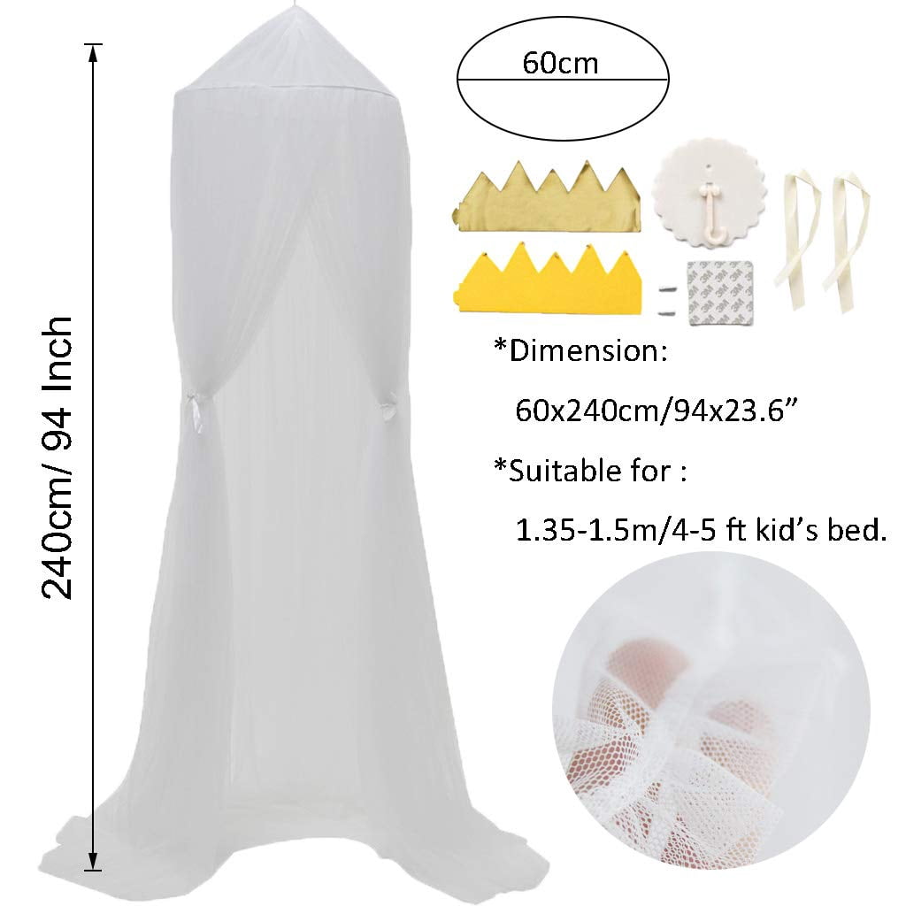 CAILDANL Bed Canopy for Girls - Princess Bed Canopy Mosquito Net Nursery Play Room Decor Dome Premium Yarn Netting Curtains Baby Game Dream Castle, Pink