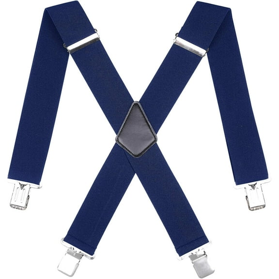 50MM Wide Men Trouser Braces - X Shape Adjustable Elasticated Heavy Duty with Strong Metal Clips