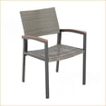 thumbnail image 3 of Patio Dining Chair, Mid-Century Modern Aluminum Frame | Light Gray Mesh Seat | Rattan Accents, 3 of 10