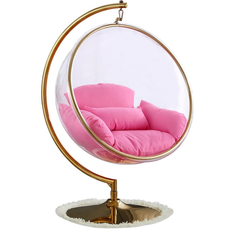 【いよみかん】レトロ アメリカンダイナー ダイナーチェア（ピンク） Meridian Furniture Luna Pink Fabric Acrylic and Metal Swing Bubble