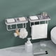 thumbnail image 5 of Fiudx Ofertas y liquidaciones Dispensador de jabón montado en la pared, estante para baño, dormitorio, toalla de jabón multifuncional con gancho, estante de almacenamiento, 5 of 6
