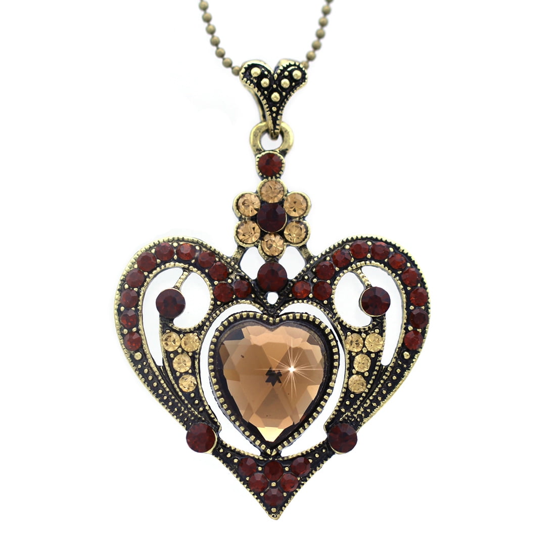 cocojewelry Eye Catching Heart Love Flower Pendant Necklace