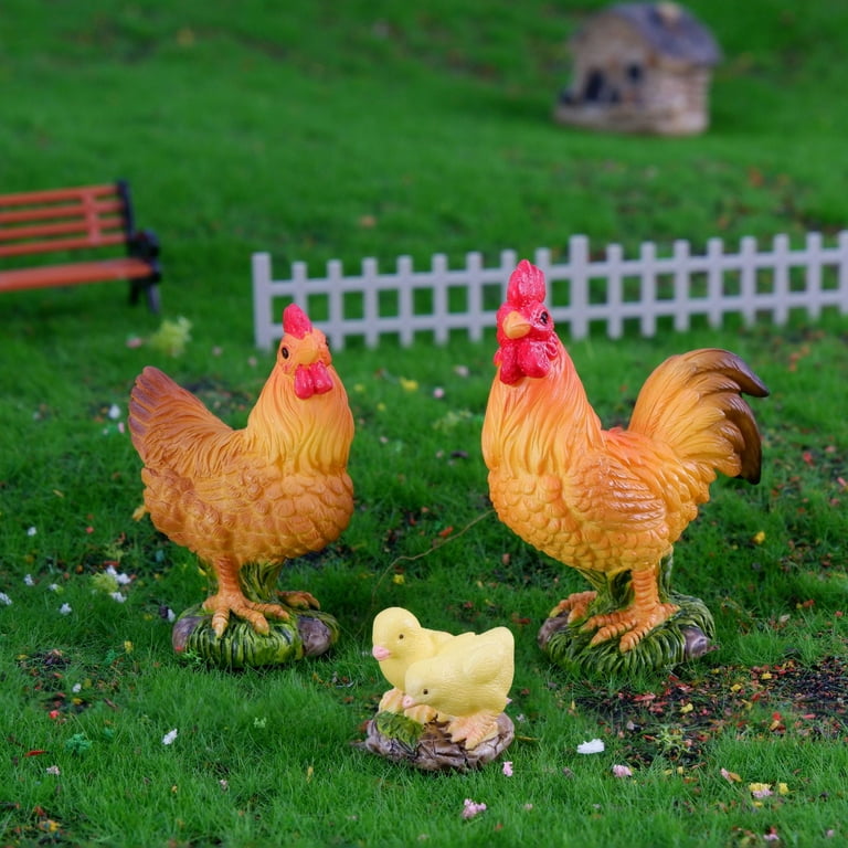 3pcs Garden Tiny Chicken Crafts Simulated Chicken Decorations Resin Small Animal Decors Decorative Small Animals, Size: 2.28 x 1.73 x 0.87, Other
