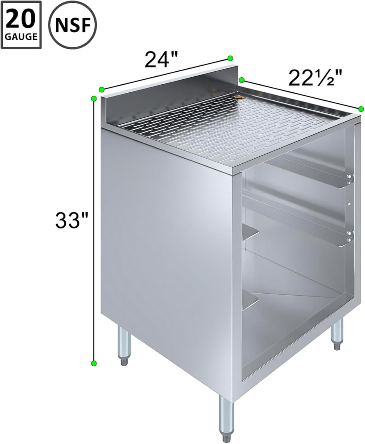 22.5" x 24" x 30" Stainless Steel Glass Rack Storage Cabinet with Built-In Rack | Commercial Glass Holder Organizer for Bar, Restaurant, Kitchen