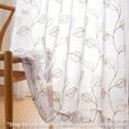thumbnail image 3 of Curtainking Kitchen Curtains 24 inch Leaf Embroidered Tiers Kitchen Windows Farmhouse Small Curtains Sheer Tiers Voile Cafe Curtains Rod Pocket 2 Panels Beige on White, 3 of 7