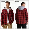thumbnail image 4 of SPEEDRUN Men Casual Button Down Flannel Hoodies, Men's & Big Men's Hooded Flannel Shirt with Long Sleeves for Spring and Autumn, Single-layer without fleece, Sizes M-3XL, 4 of 6