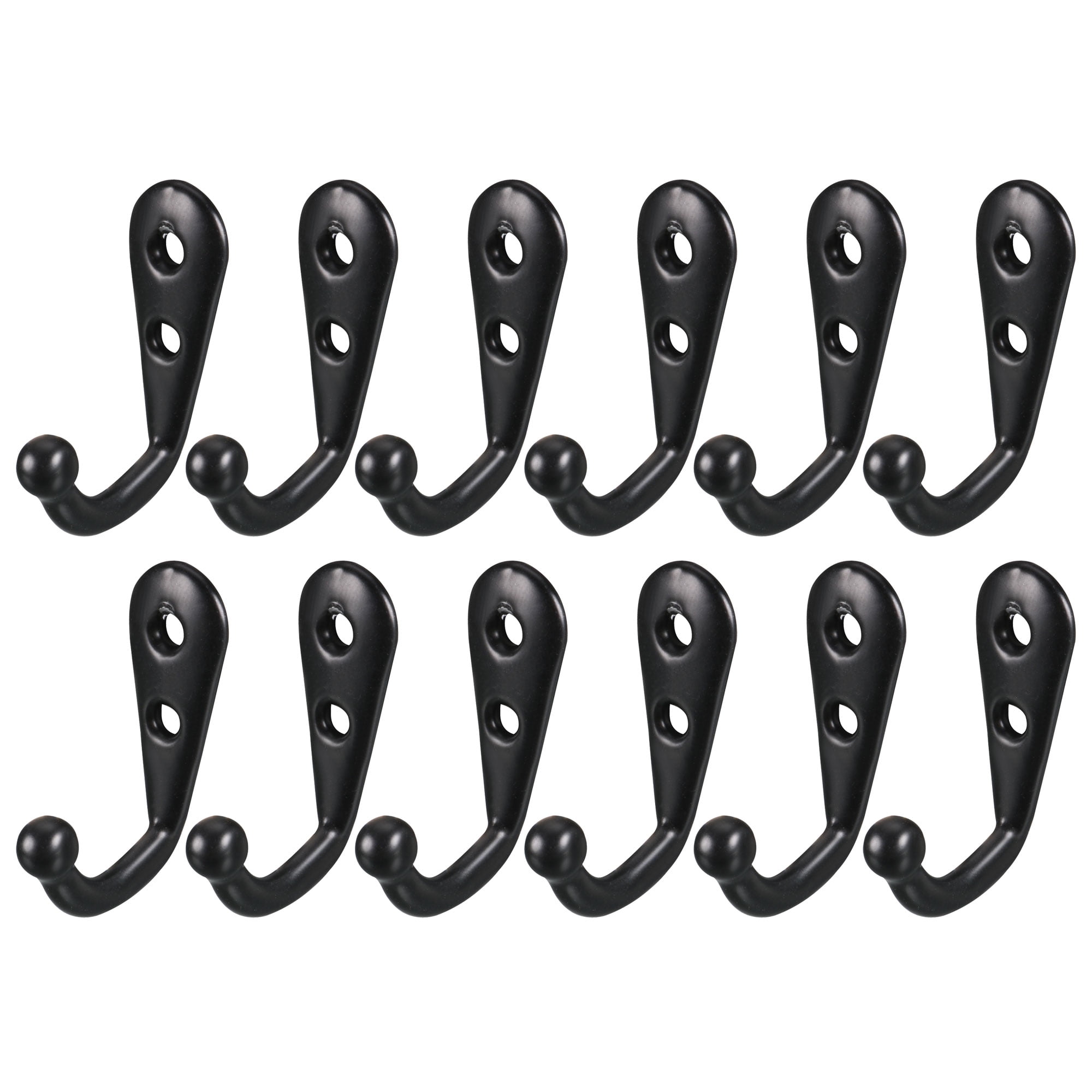 Uxcell Metal Brushed Wall Mounted Towel Scarf Bag Hanger Hook Matte Black 12 Pieces