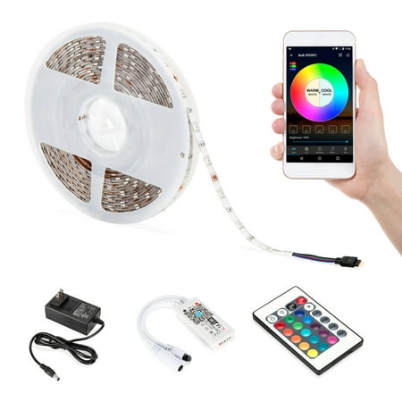 Best Choice Products 32.8ft 300 LED Light Strip Bluetooth Customizable Color Changing Flexible Rope Reel with Smart Phone Control, Wifi Remote, Sync To Music, Timer, Double-Faced (Best Light For Autoflower)
