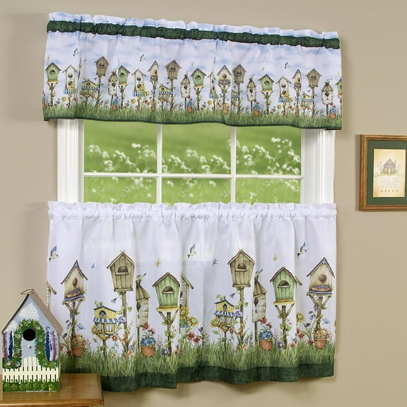 Kitchen Comfort Home Sweet Home Tier and Valance Window Curtain Set - 58x36 - Multi