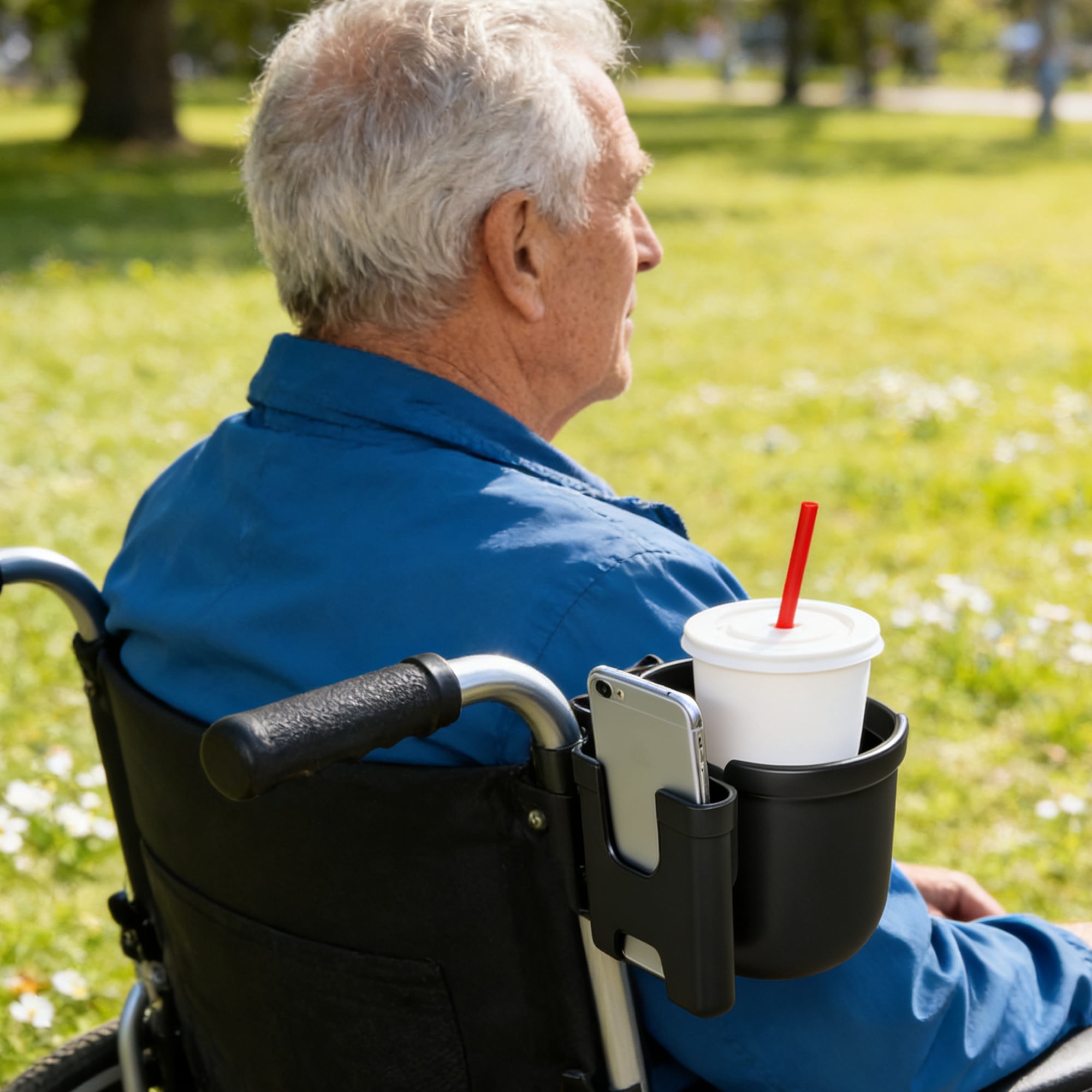 COOLHUT 30+ Miles Long Travel Range Electric Wheelchair Cup Holde, Suitable for walkers, wheelchairs, walkers, Black