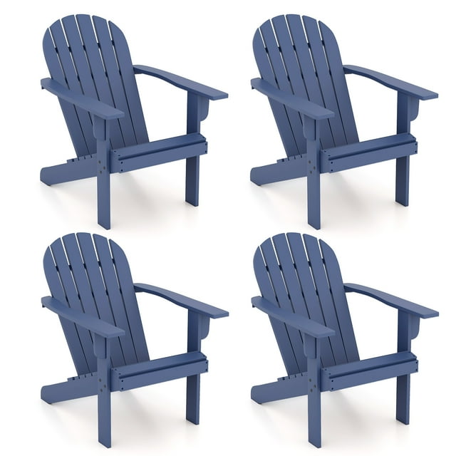 Gymax 4PCS Patio Adirondack Chair w/ Inclined Seat High Backrest & Wide Armrests Blue