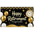 thumbnail image 2 of LUUFILx Black Gold Glitter Happy Retirement Banner with Balloons Star Clock Decors Backdrop, 2 of 8