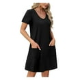 thumbnail image 5 of 1PC Women's Summer Dress with Pockets - V-Neck Loose Fit Casual Straight Dress with Ruffled Short Sleeves, 5 of 10