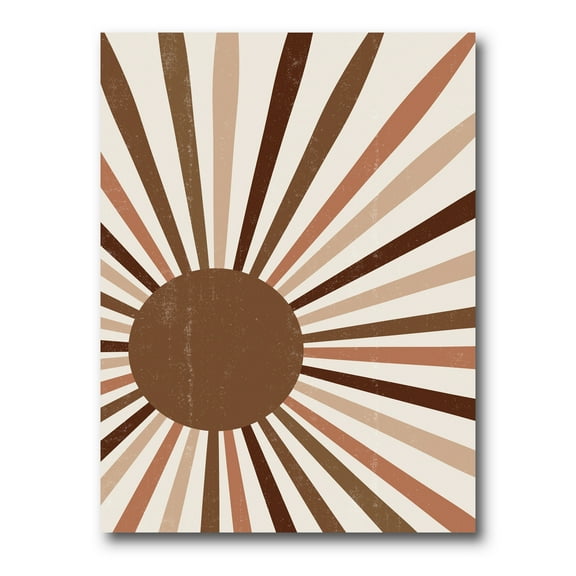 Designart ' Bright Minimalist Shining Terracotta Sun Rays ' Modern Canvas Wall Art Print
