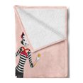 thumbnail image 2 of Cartoon Soft Flannel Fleece Throw Blanket, Mime Performing Girl Pantomime Juggling with Puppy Illustration, Cozy Plush for Indoor and Outdoor Use, 70" x 90", Rose Dark Grey, by Ambesonne, 2 of 5