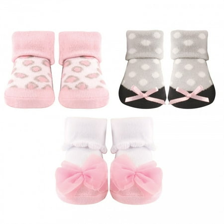 Luvable Friends Baby Girl Socks Giftset, Pink Gray, 0-9 Months