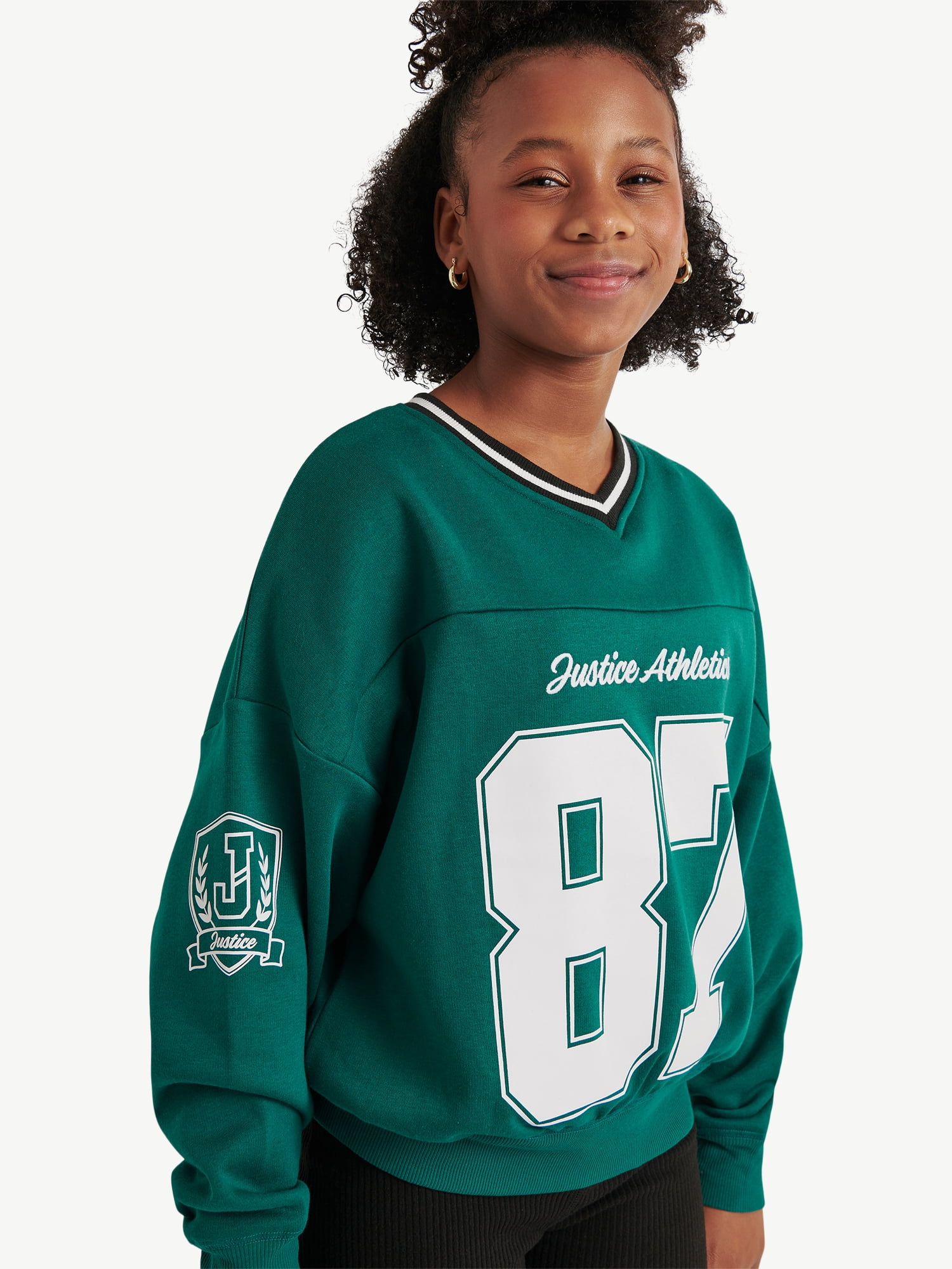 Justice Girls Varsity V-neck Sweatshirt, Sizes XS - XLP