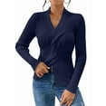 thumbnail image 3 of Sweaters for Women Fall Long Sleeve V Neck Ribbed Knit Sweater Slim Fit Solid Basic Casual Tops L, 3 of 9