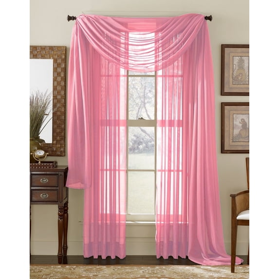 216" Sheer Voile Window Swag Scarf, Pink